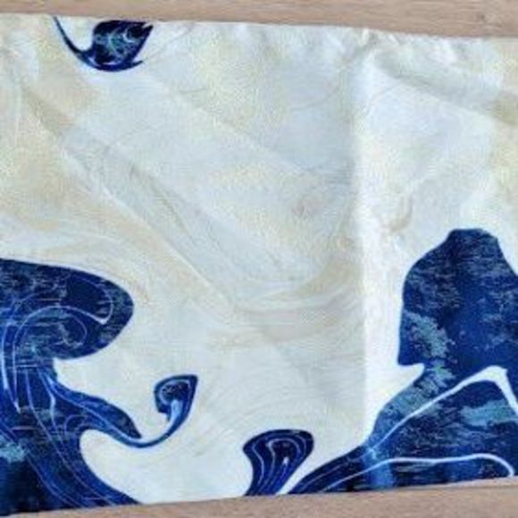 Shimmery Gold, Blue & White Multi Pillow Cover 12”x23”with tassels NWOT - Picture 1 of 4